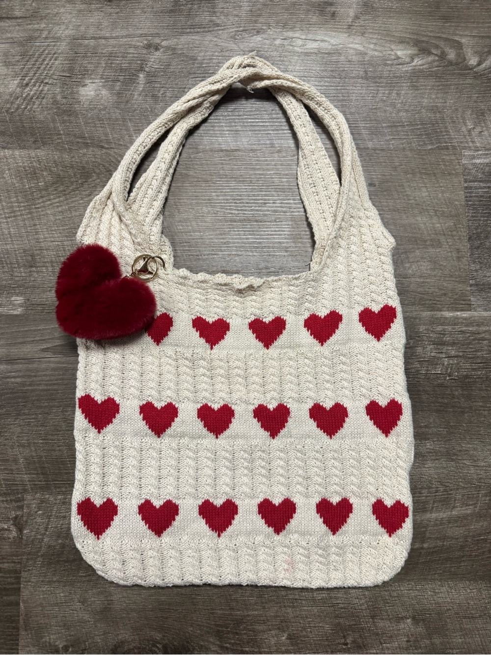 Crochet Tote Bag Heart Tote Bag Y2k Aesthetic Knit